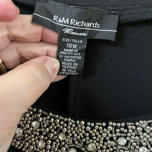 R&M Richards Black Gown with Silver Sparkling Detailing - Picture 2 of 4